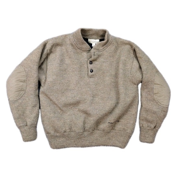 Cabela's 100% Wool Sweater Men's Large Windshear Lined Hunting Pullover Dad